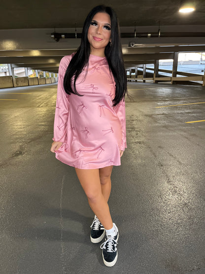 Rosè Silky Bow Dress