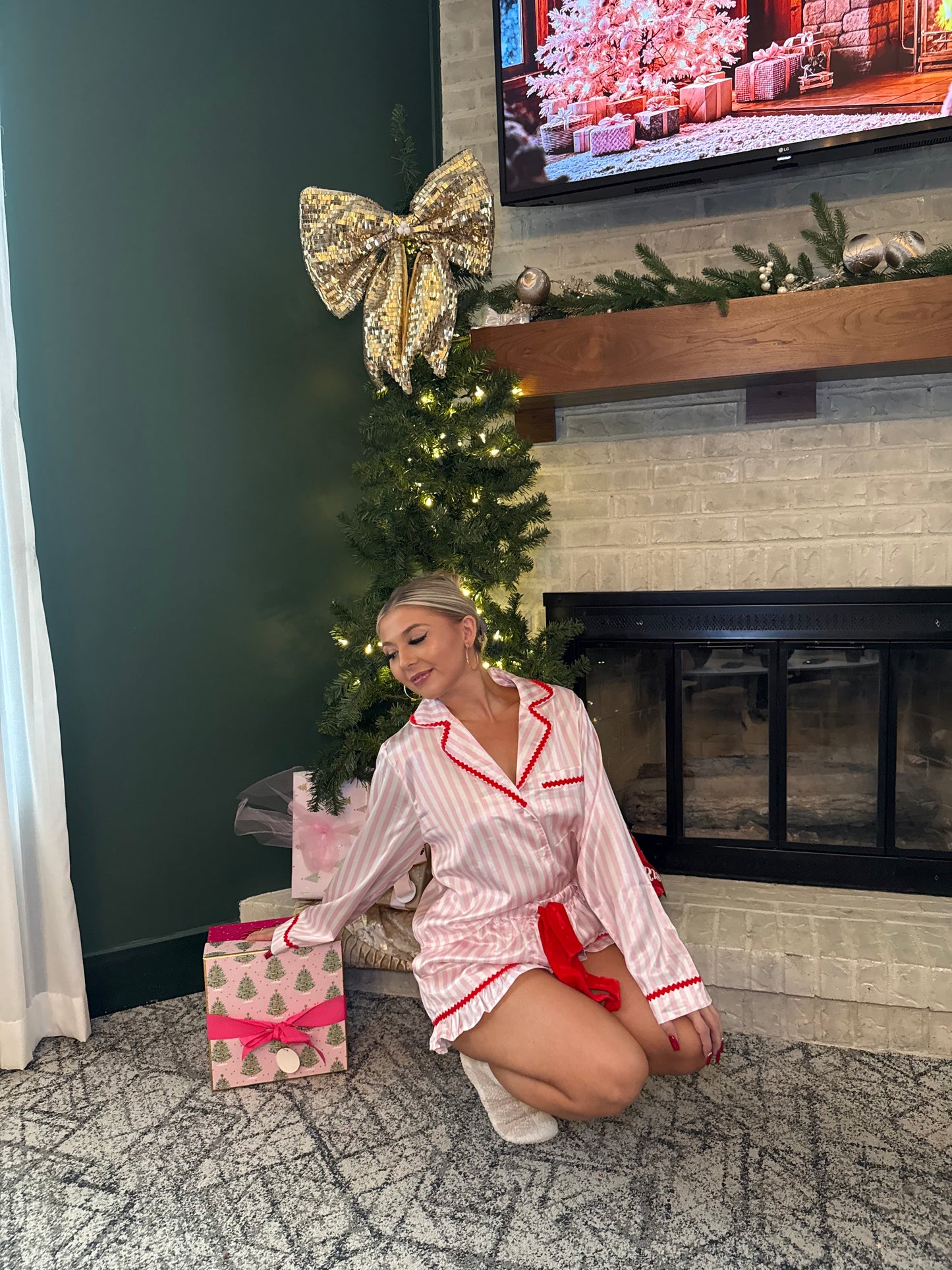 Merry & Bright Pink/Red Jammies (SOLD TOGETHER)