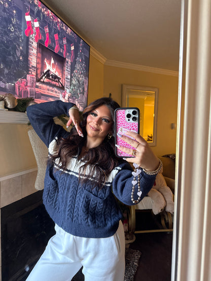 Morton Navy Sweater Zip