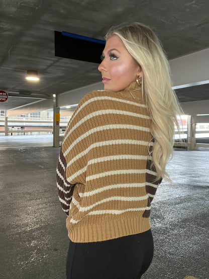 It’s Giving Stripes Sweater in Tan