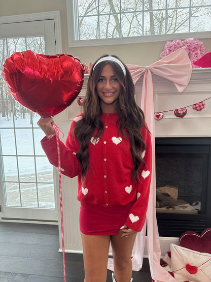 Midi Slit Skirt in Red