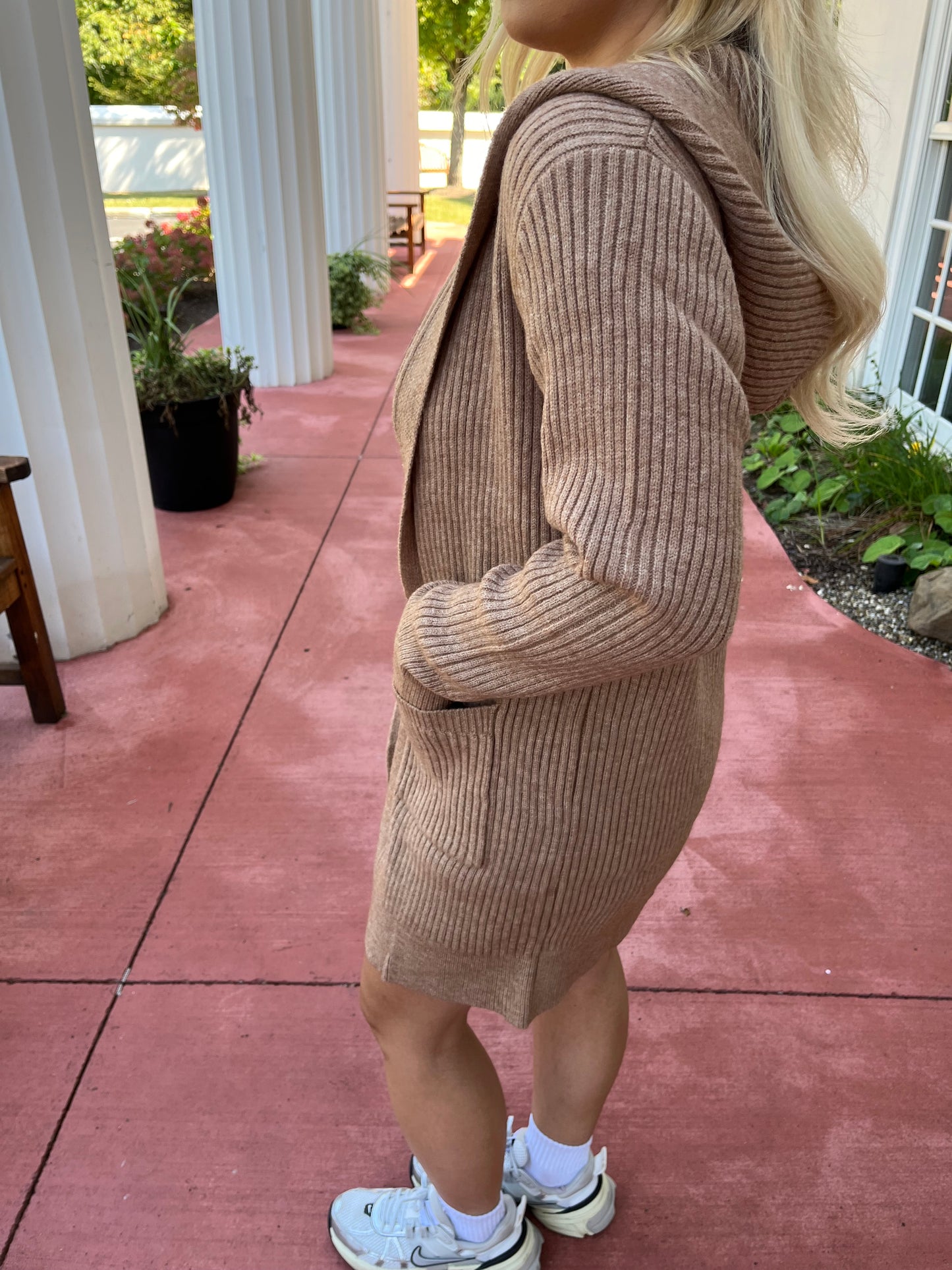 Butterfly Cardigan in Camel With A Hood