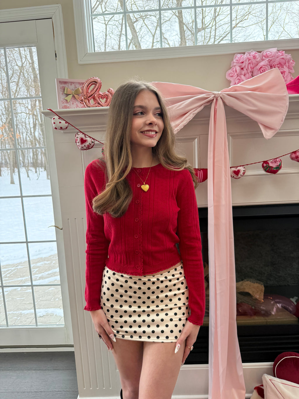 Polka Girl Skirt in Ivory