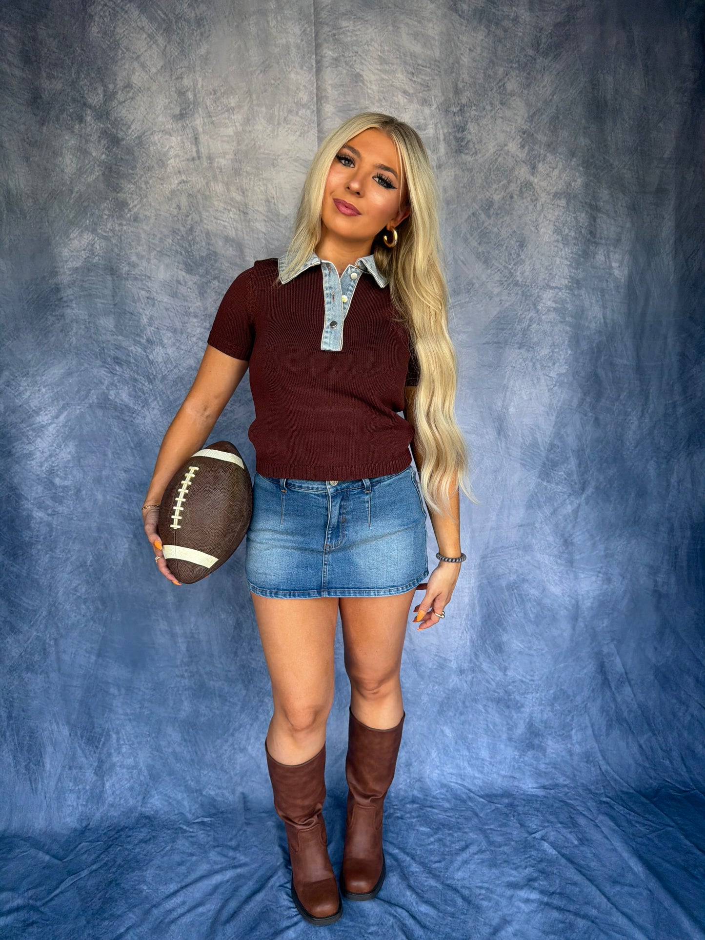 Benson Sweater Top in Brown