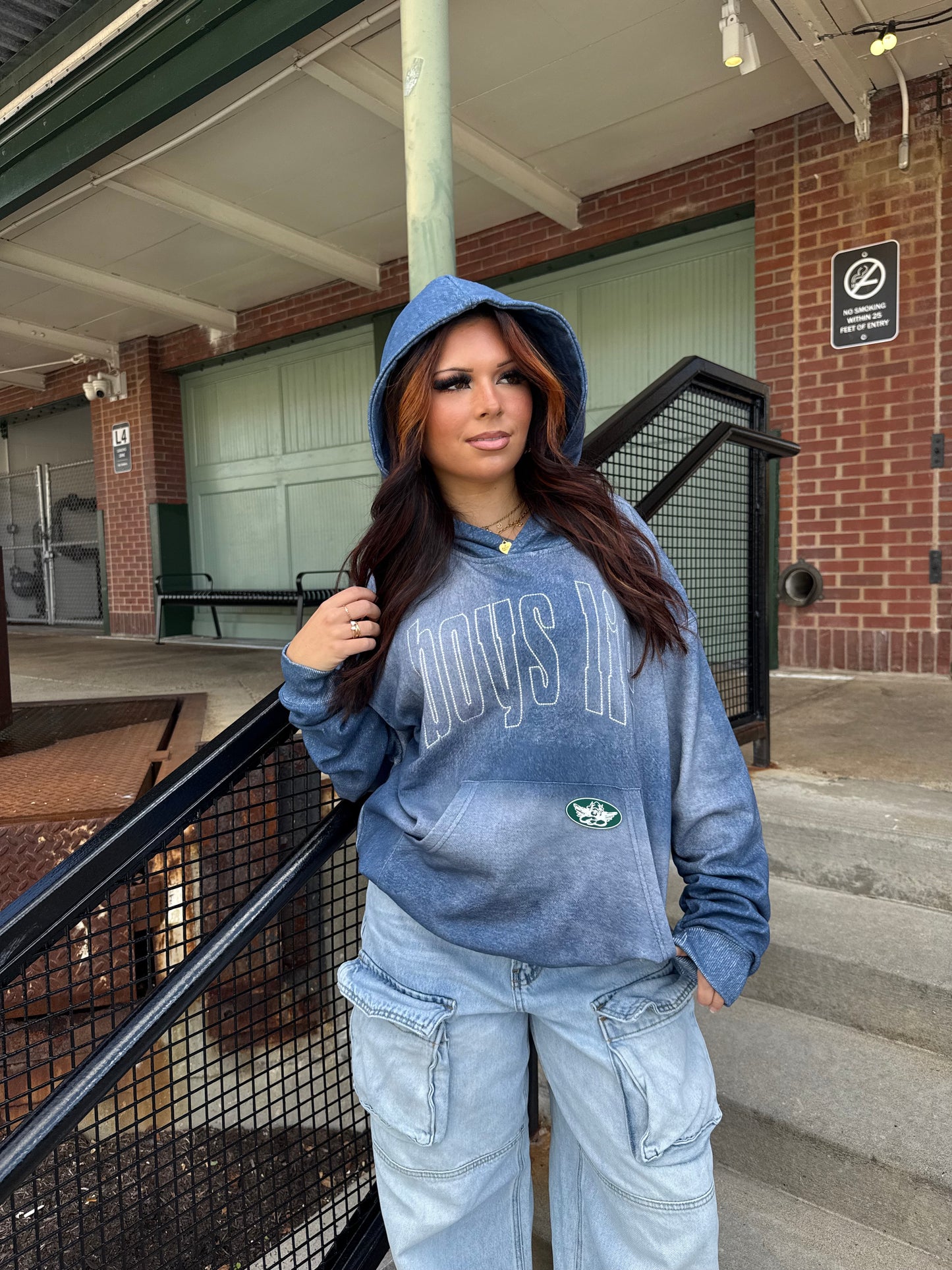 Boys Lie Done Denim Racer Hoodie