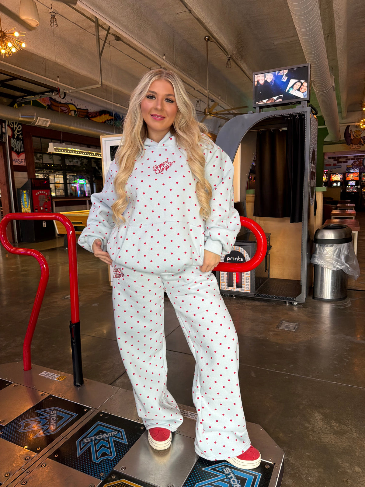 Happy Camp3r Polka Hoodie in Aqua