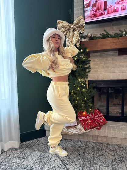 So Fetch Sweatpants in Pale Yellow