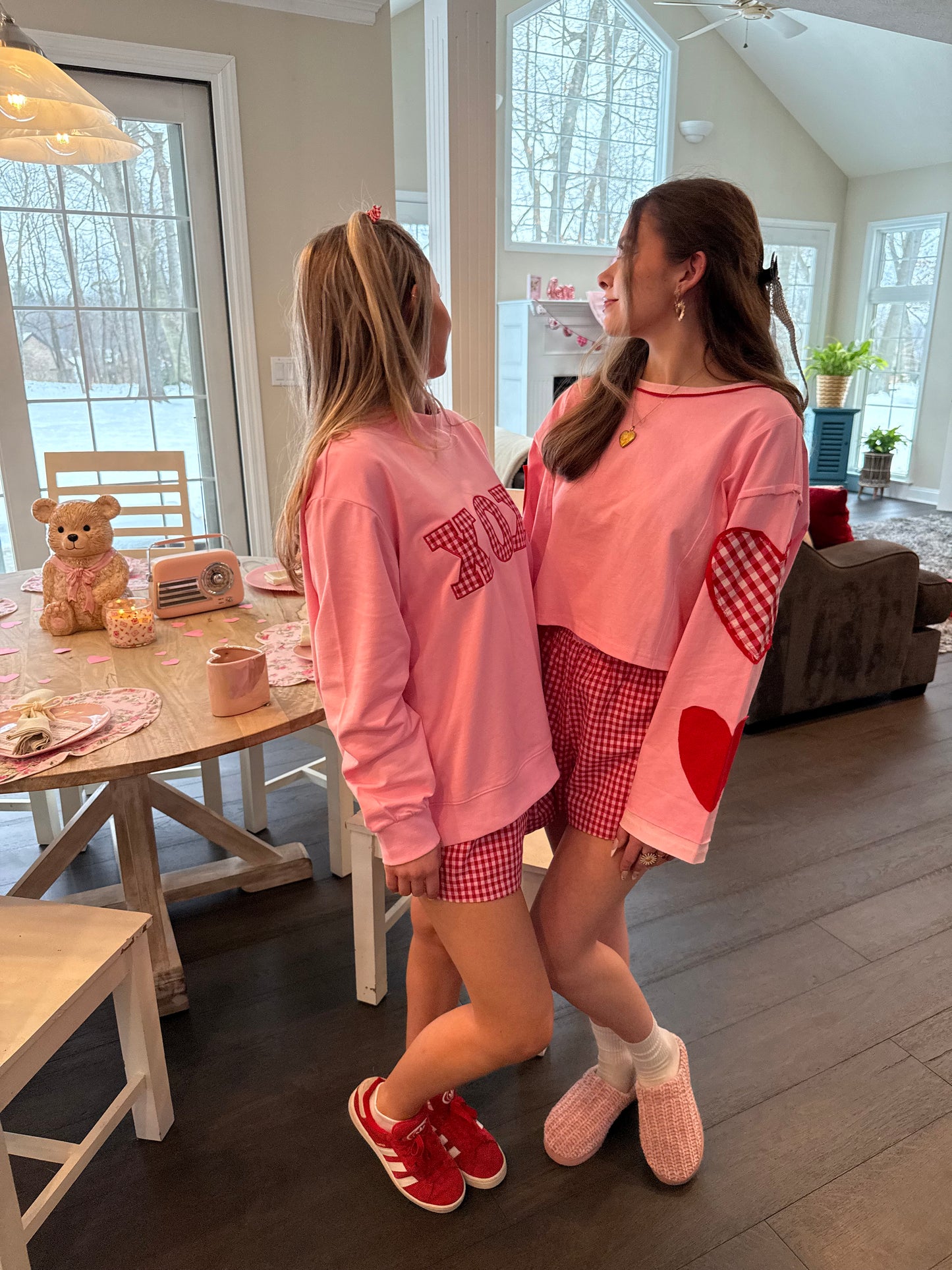 XOXO Gingham Mockneck