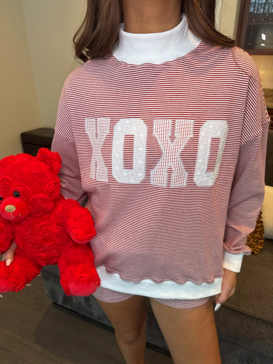 XOXO Striped Mockneck