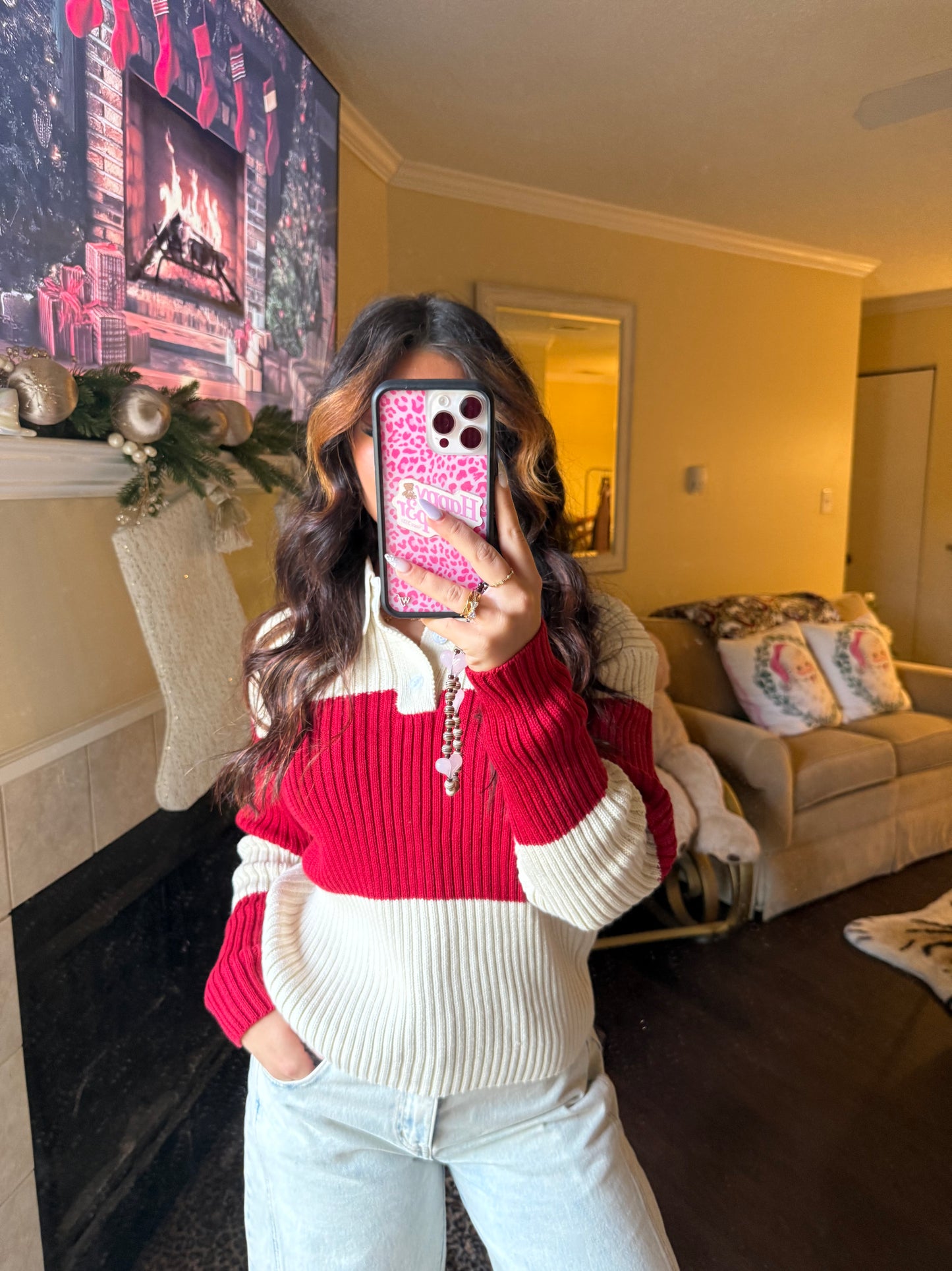 Holiday Striped Polo Knit