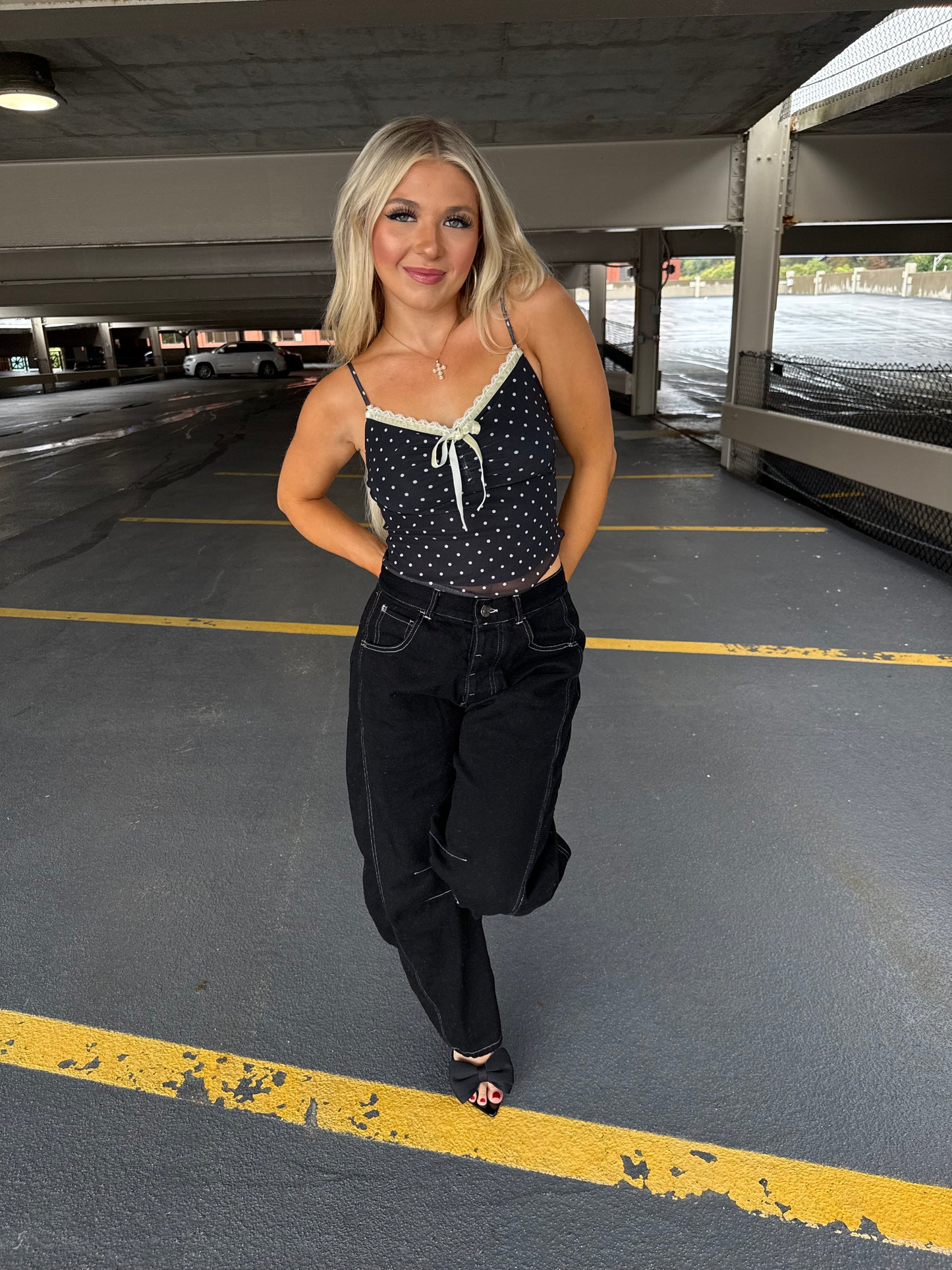 Celene Polka Tank in Black