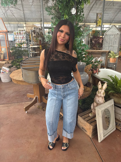 Colman Lace Top in Black