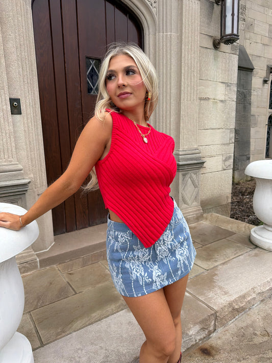 Lucy Sweater Tank in Red