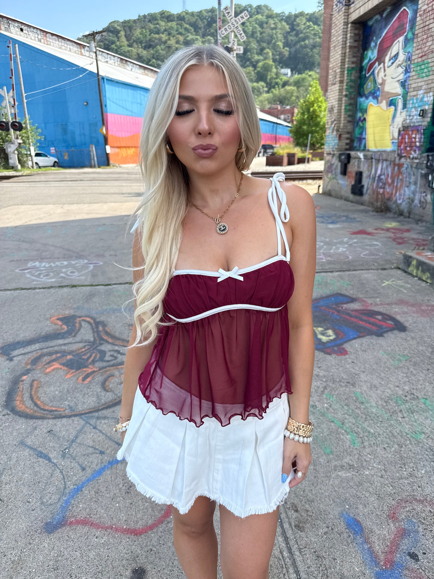 Farmers Market Mini Skirt in White