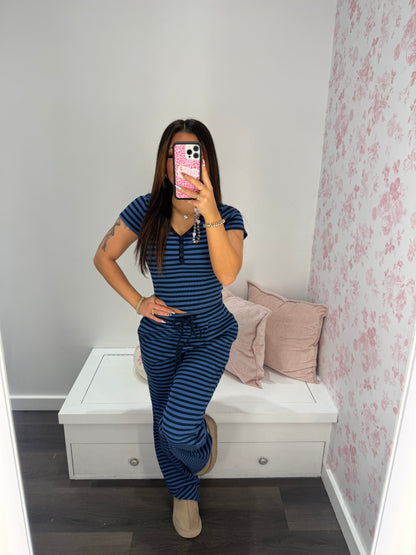 Cuffing Season Stripe Set NAVY (PANT)