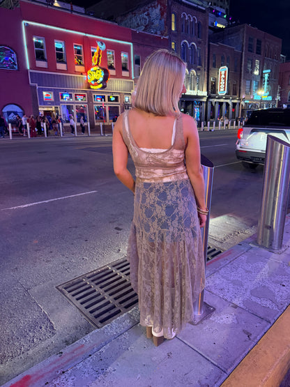 Long Lost Rodeo Lace Maxi in Taupe