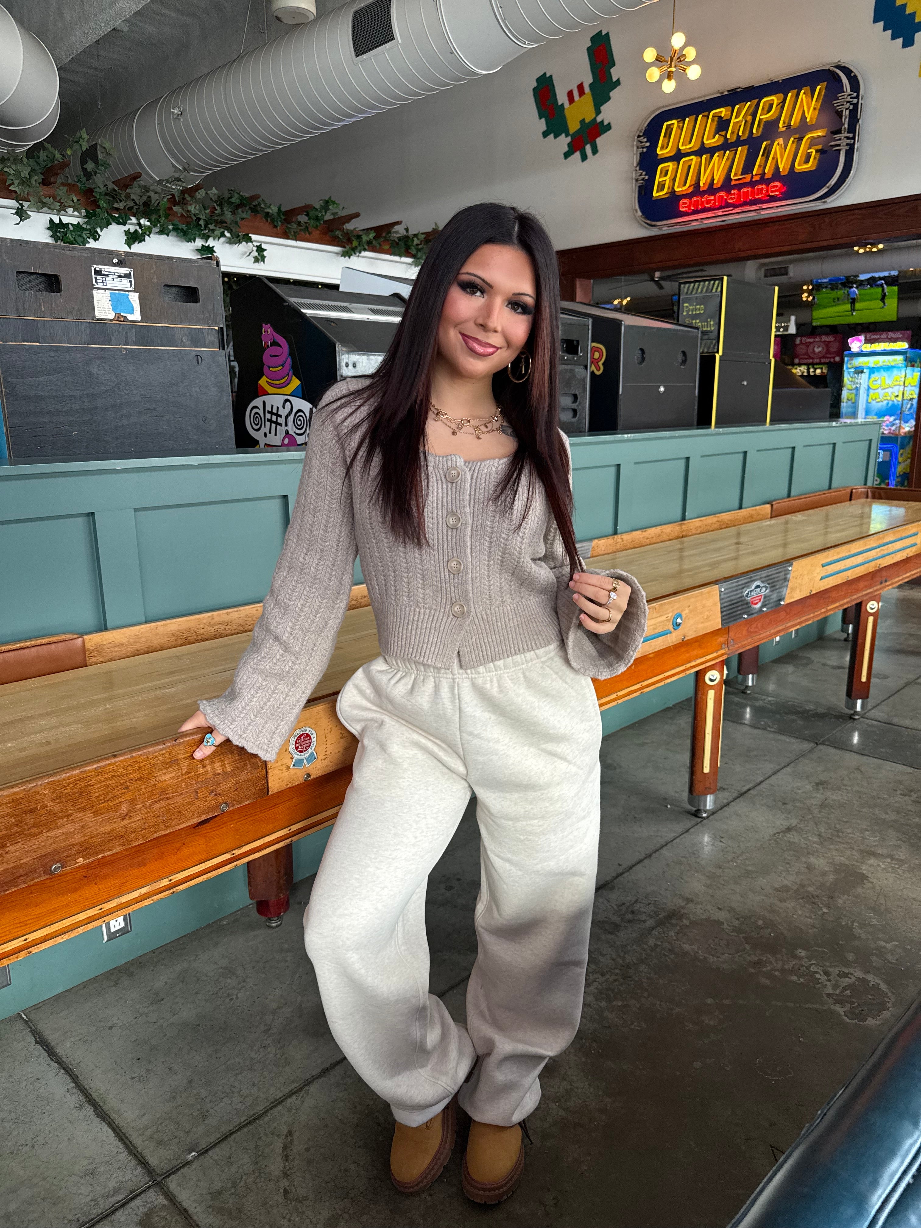 So Fetch Wide Leg Sweatpants in Oat