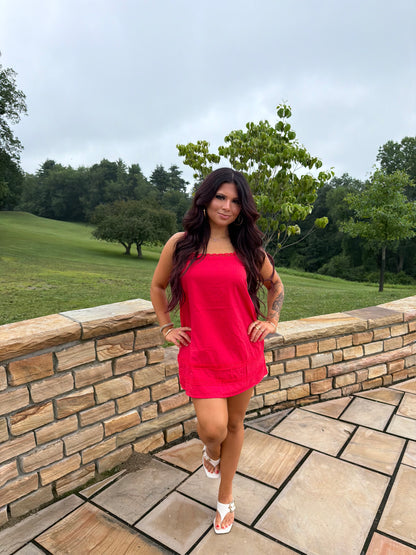 Girly Pop Mini Dress in Red