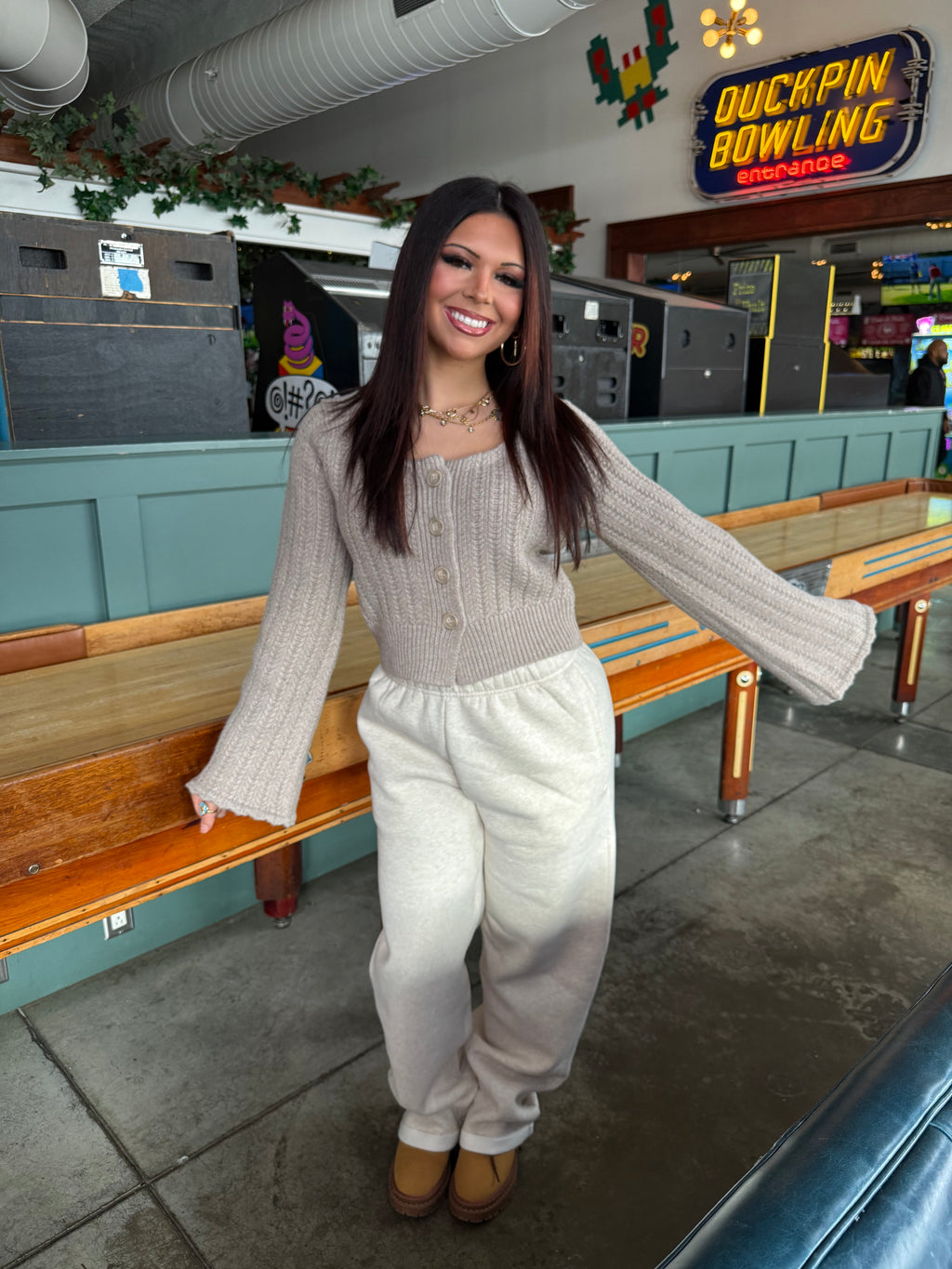So Fetch Wide Leg Sweatpants in Oat