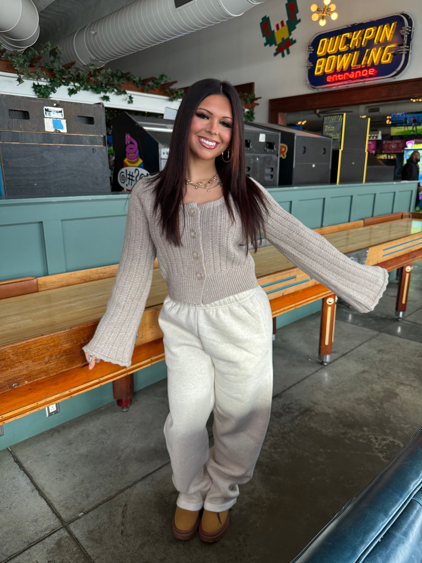 Marled Taupe Cardi Girl