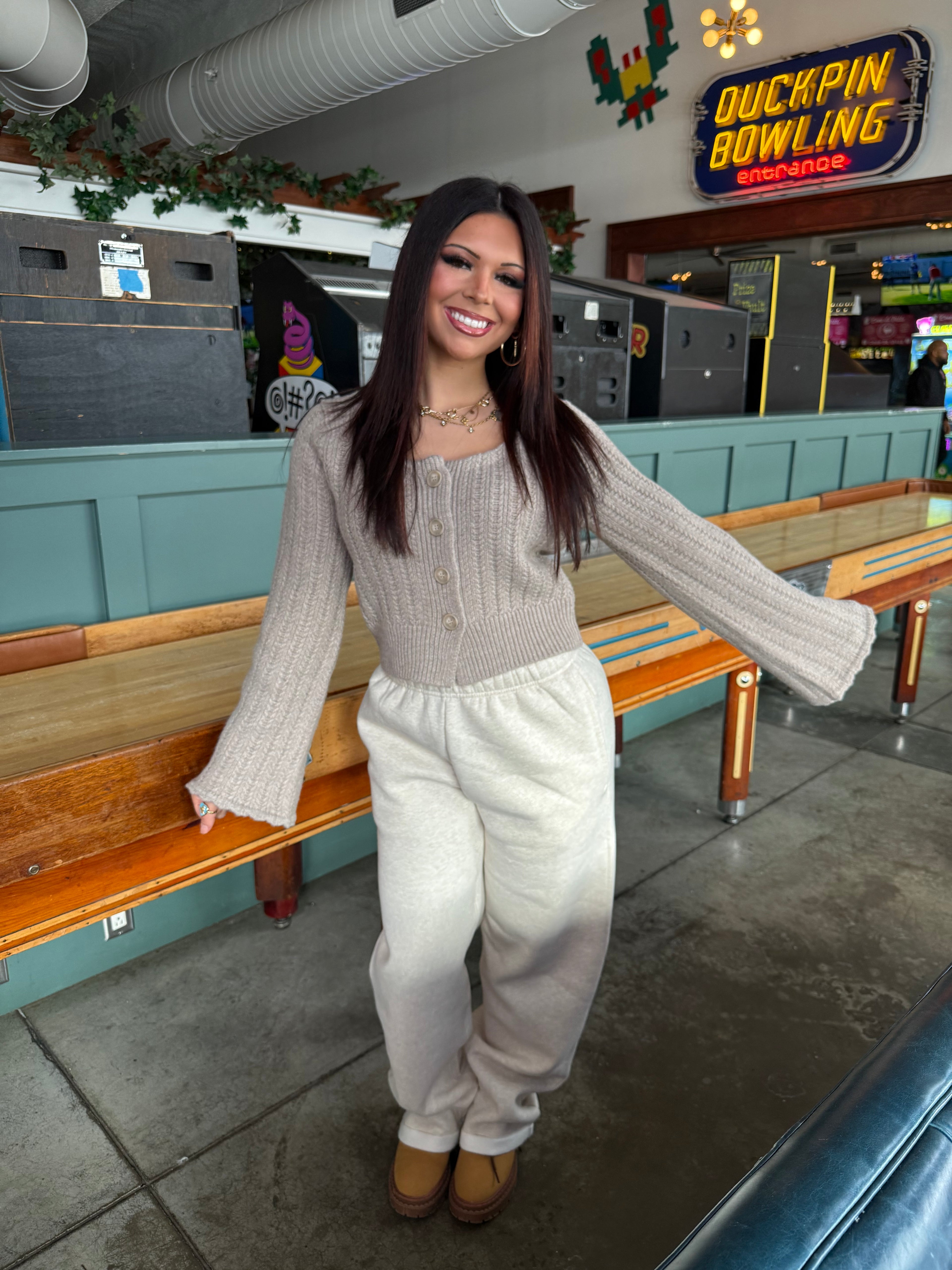 So Fetch Wide Leg Sweatpants in Oat