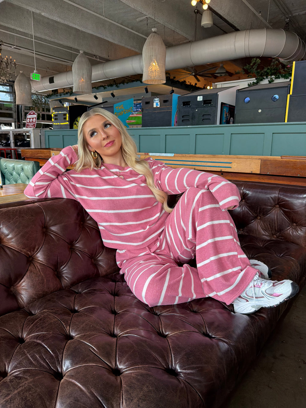 Berry Lover Brushed Striped Pants