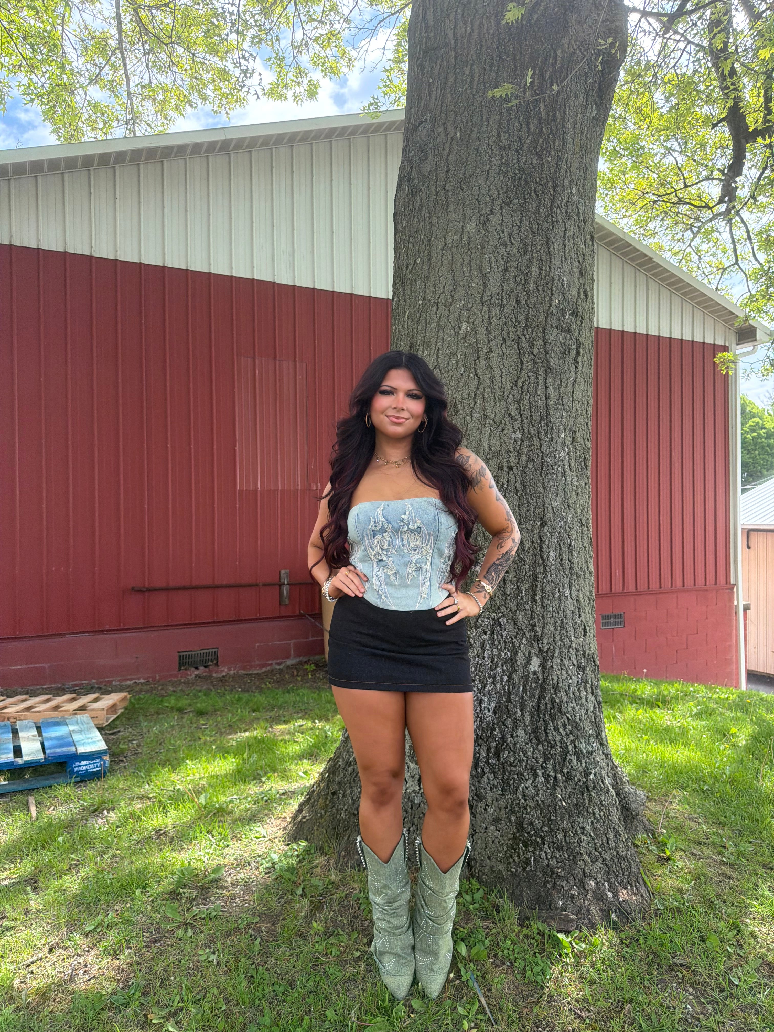 Wallen Washed Denim Corset