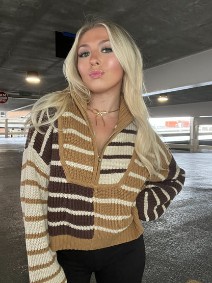 It’s Giving Stripes Sweater in Tan