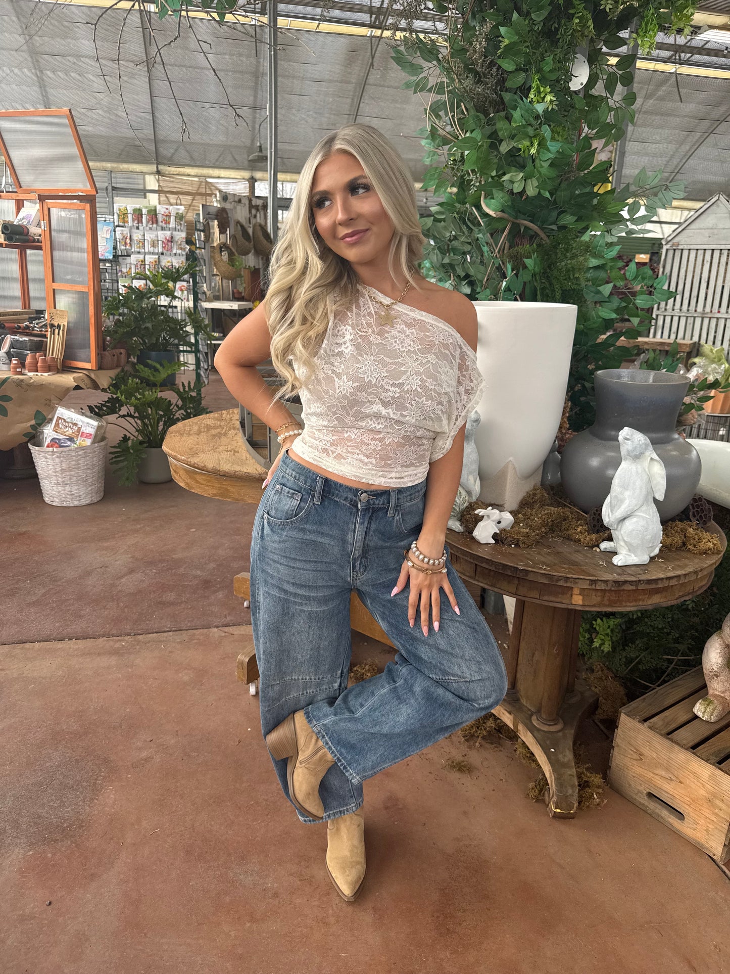 Colman Lace Top in Cream