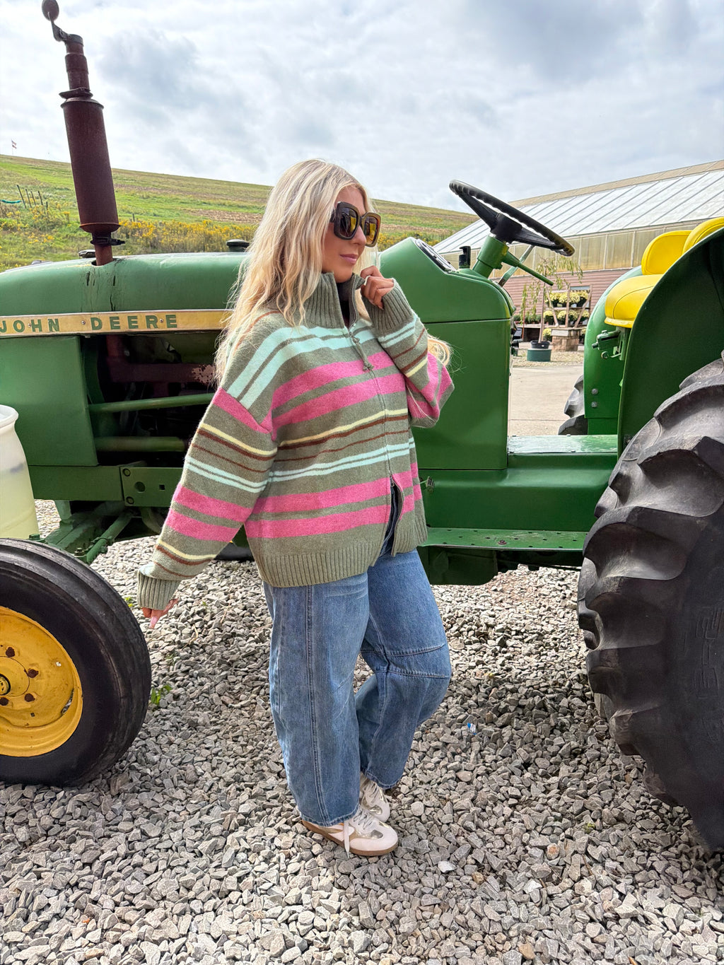 Jaded Striped Zip-Up