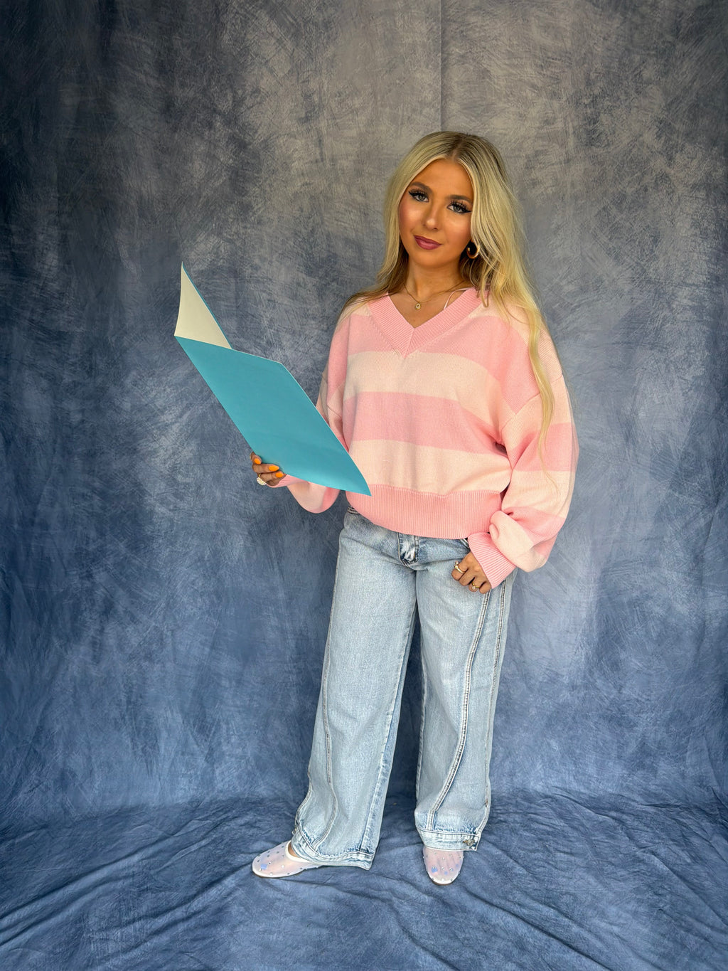 Lady Love Pink Stripe Sweater