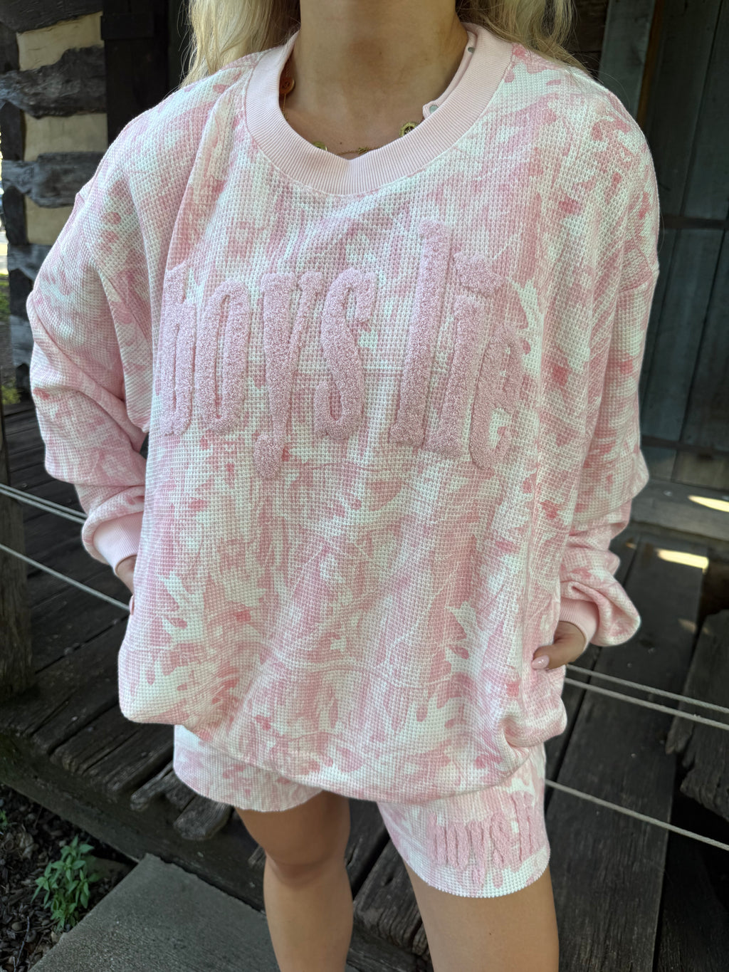 Boys Lie Pink Manhunt Crewneck