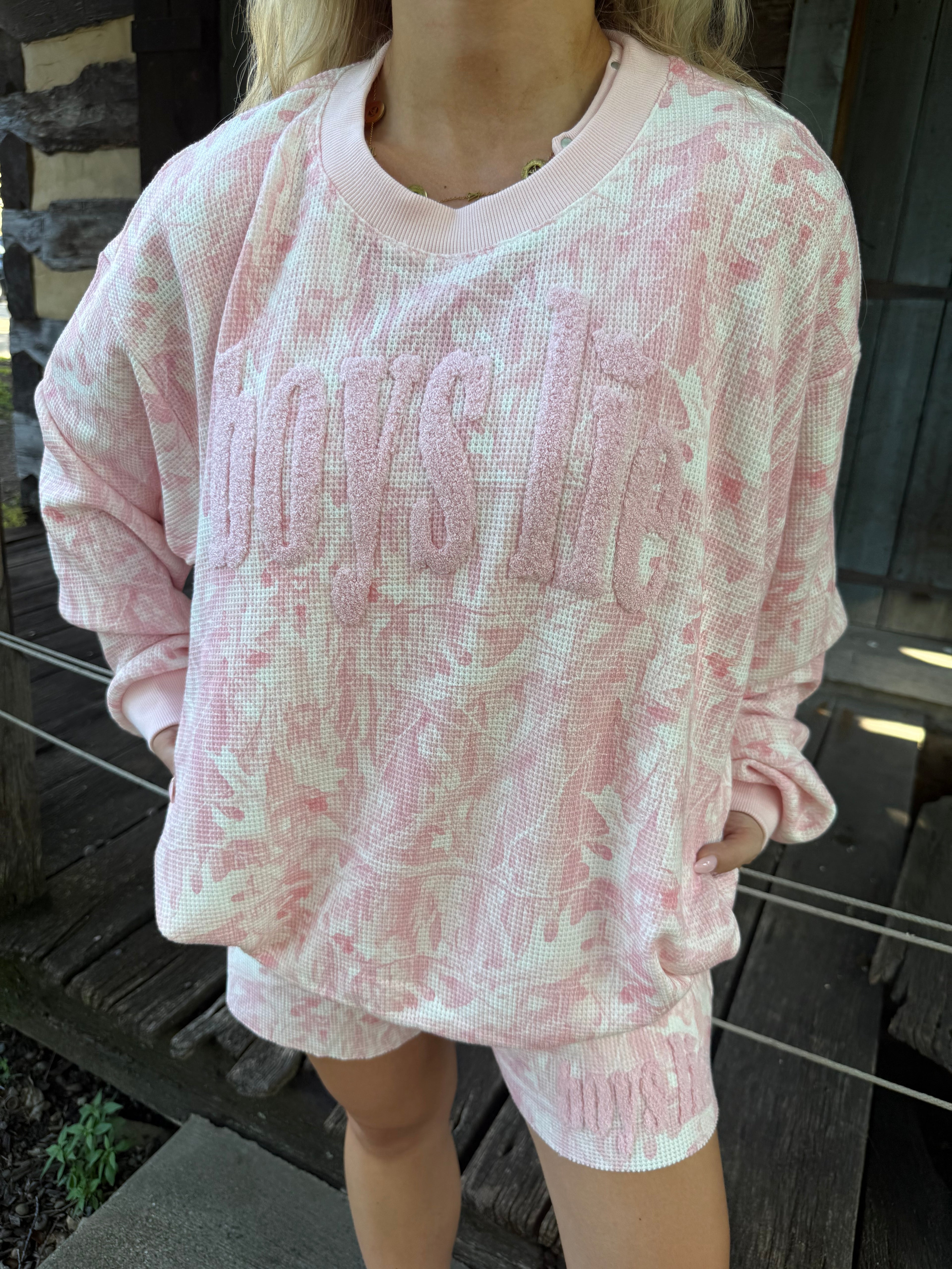 Boys Lie Pink Manhunt Crewneck