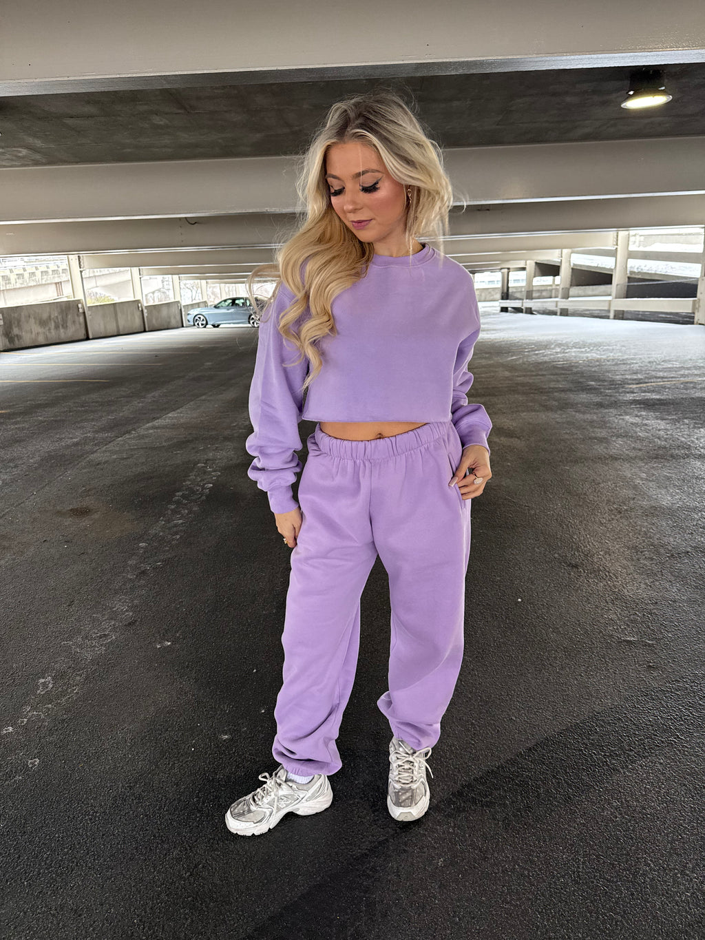 So Fetch Cropped Crew in Bright Lav