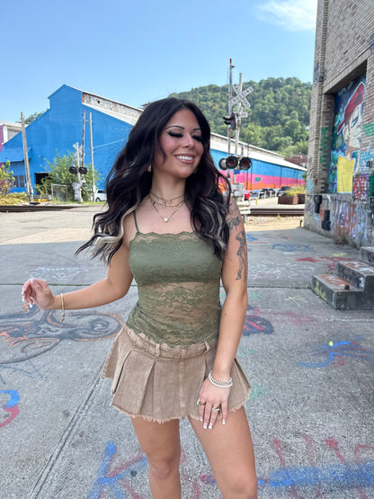 Lil Lace Olive Martini Tank