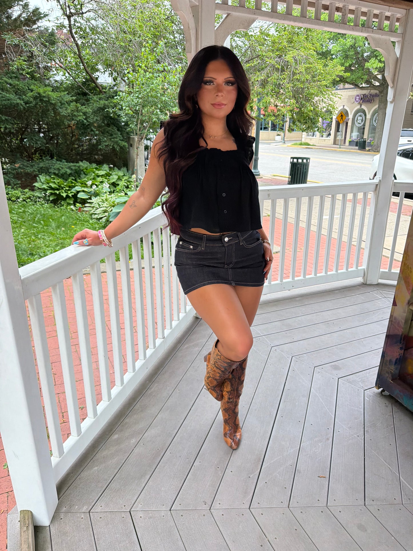 Malaysia Ruffle Tank in Black