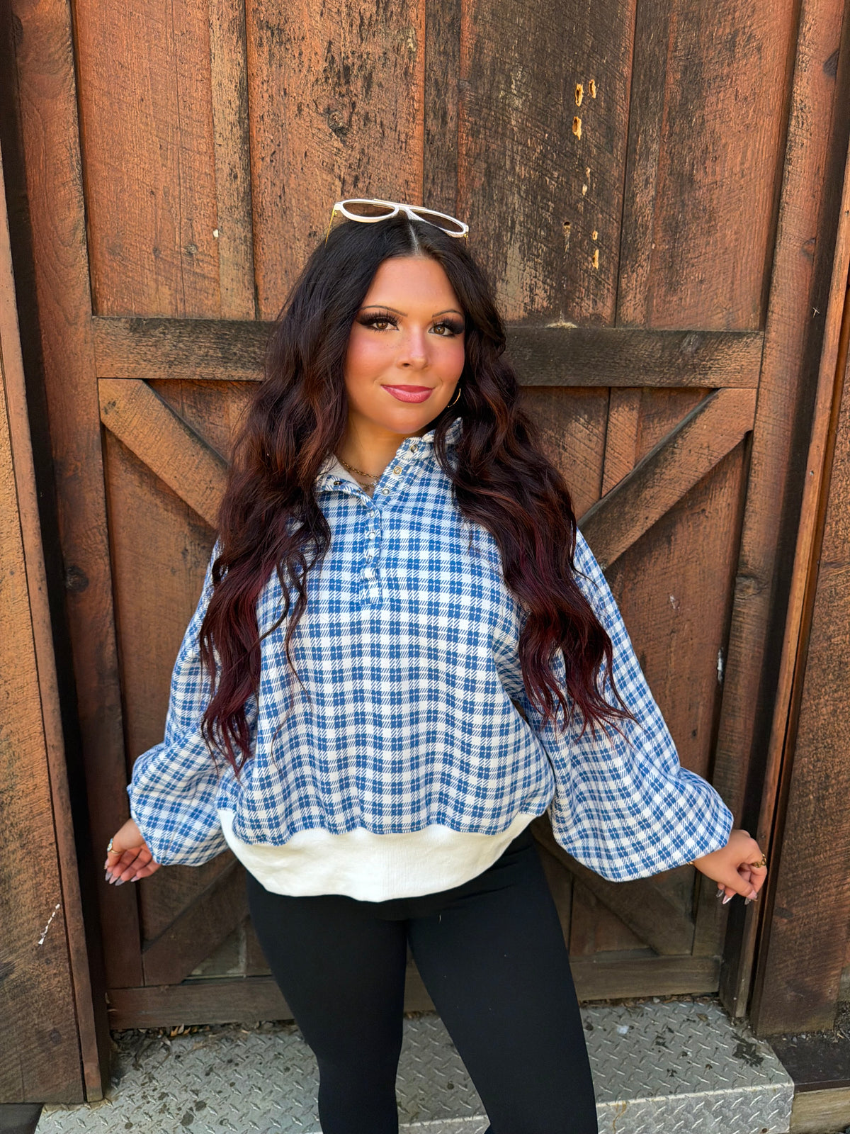 Dairy Plaid Navy Pullover