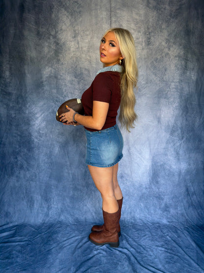 Benson Sweater Top in Brown