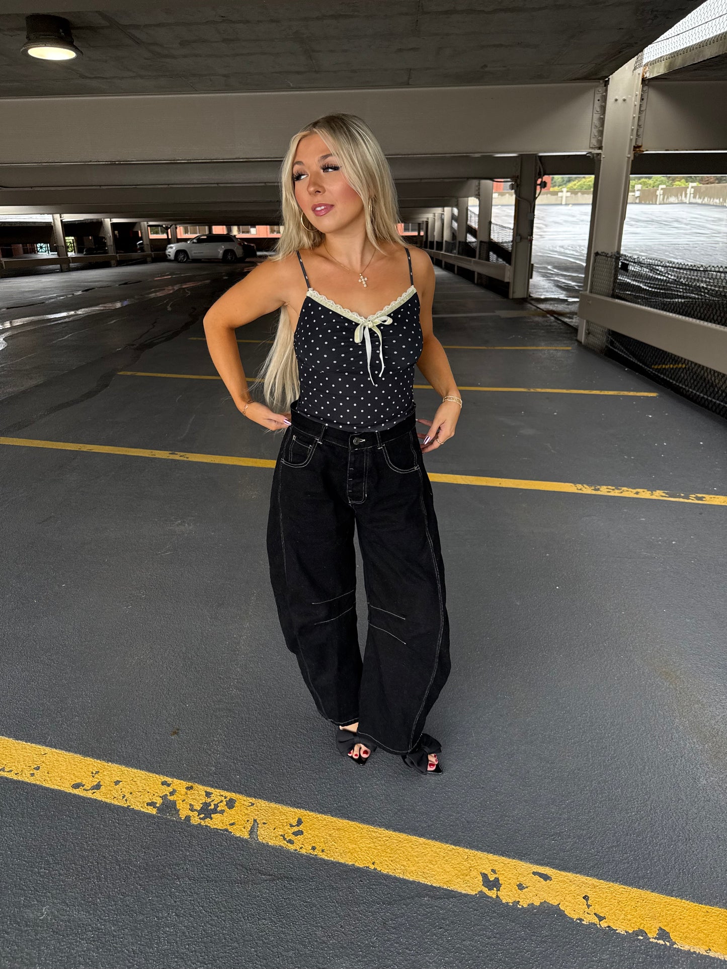 Celene Polka Tank in Black