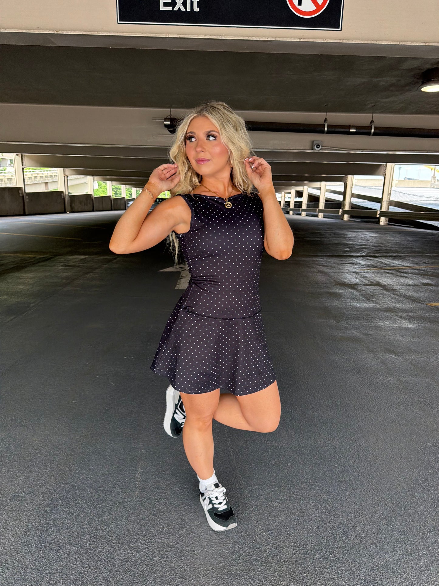 Bonjour Polka Dot Dress in BLACK