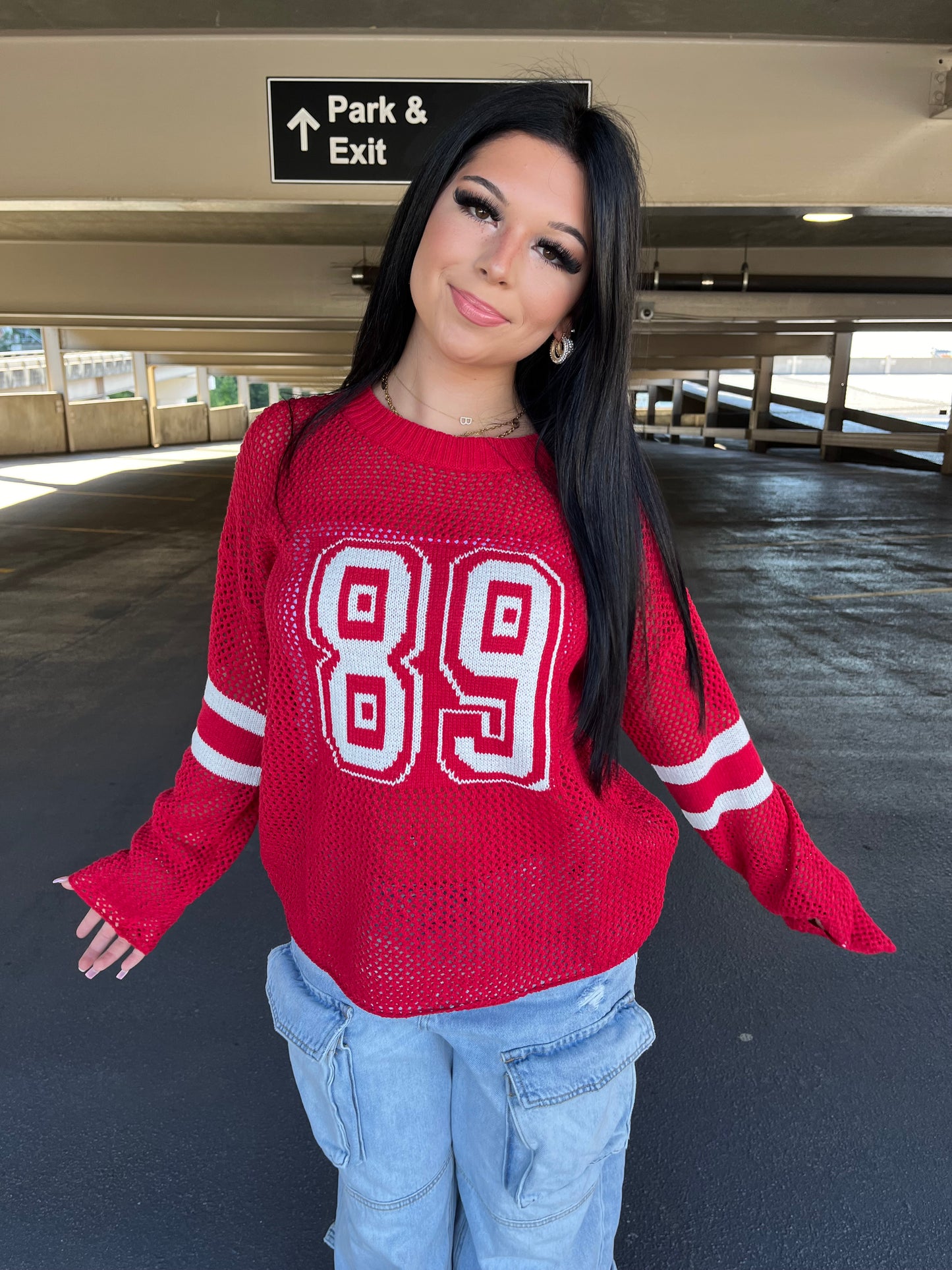 89 Net Sweater in Red