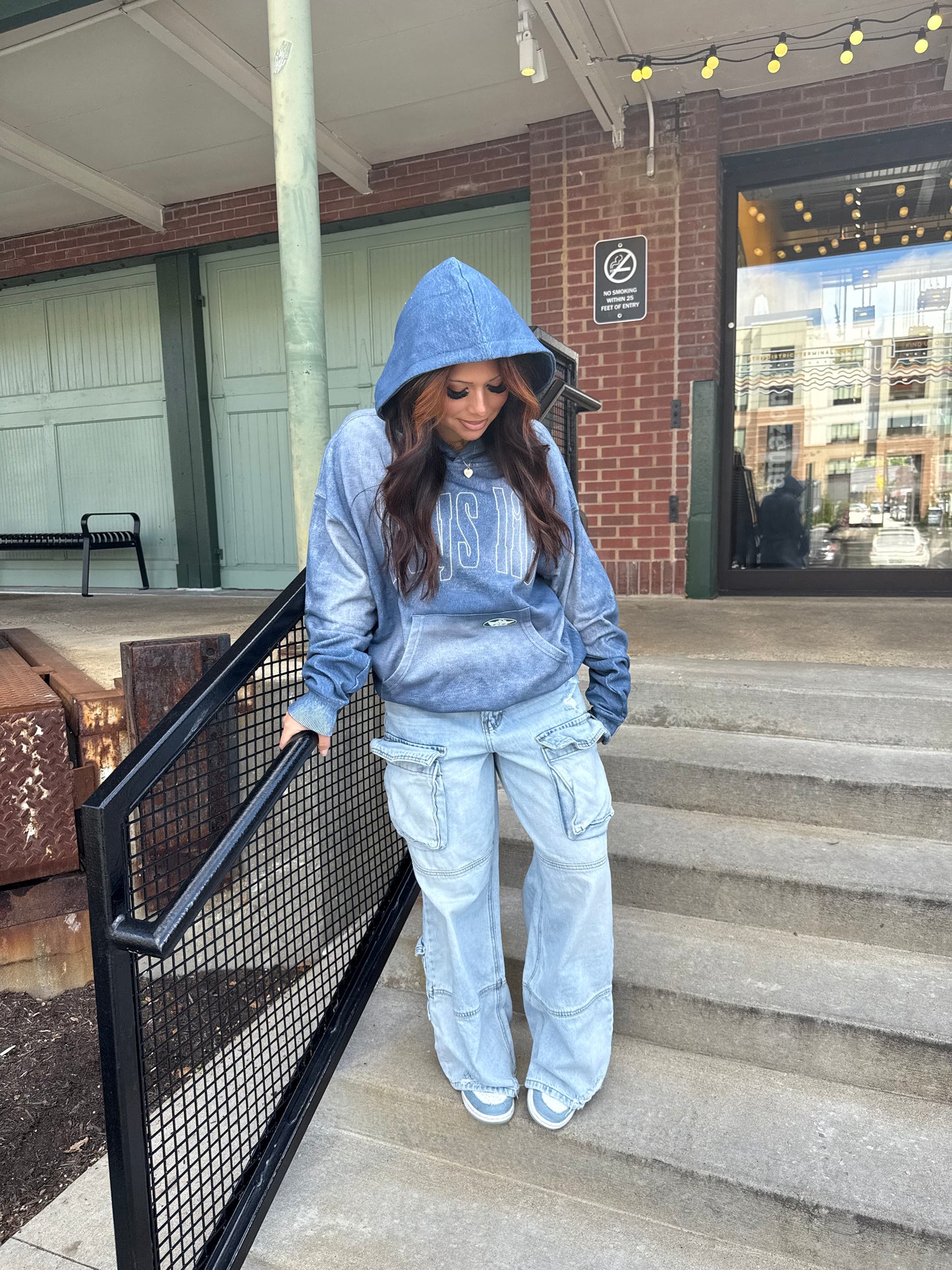 Boys Lie Done Denim Racer Hoodie