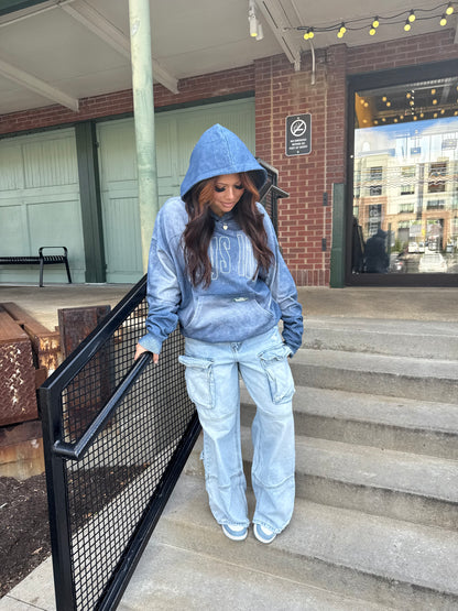 Boys Lie Done Denim Racer Hoodie