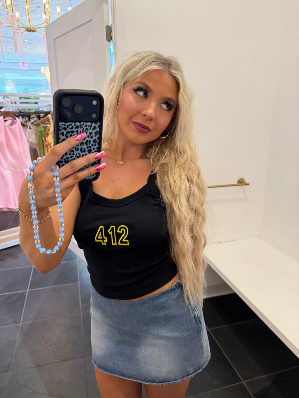 412 Black w/ Gold Embroidery Tank