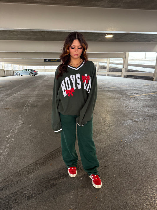 Boys Lie Green Bow V-Neck