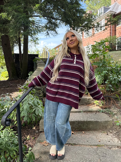 Copper Collar Sweater in Wine