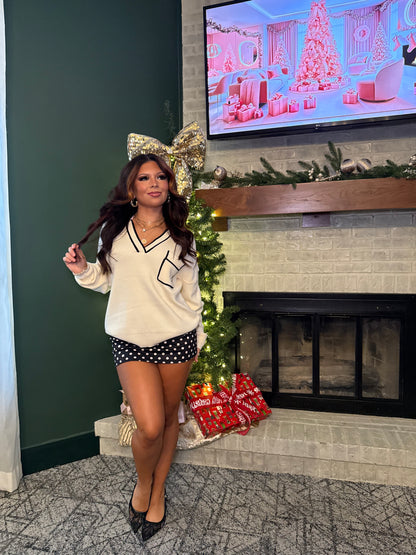 Collared Cutie Sweater in White