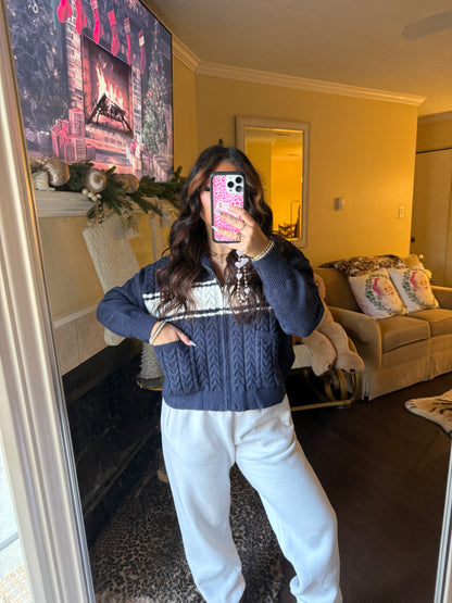 Morton Navy Sweater Zip