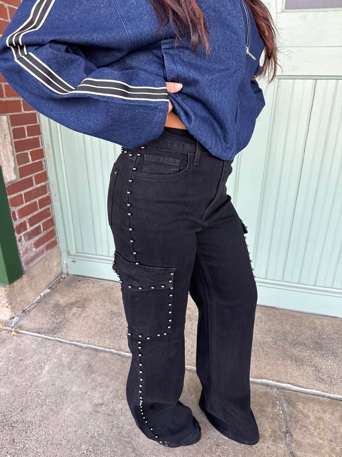Cargo Onyx Studded Jean