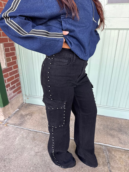 Cargo Onyx Studded Jean